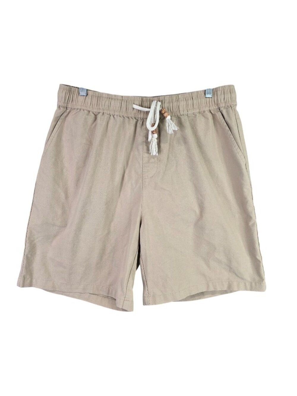 Mens Coofandy Beige Viscose Linen Blend Drawstring Shorts 9" Inseam Size L